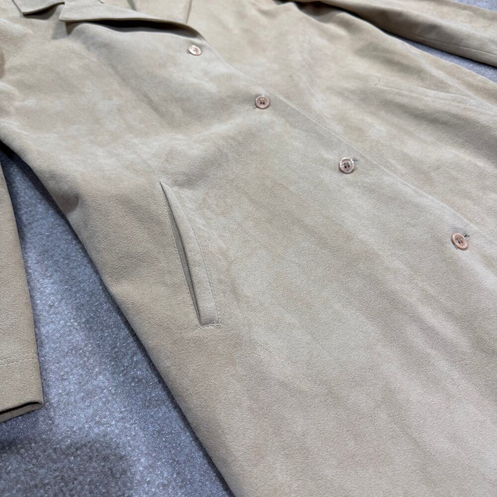 Samuel Robert Vintage Trench Coat Tan Faux Suede Minimalist Dark Academia - Picture 6 of 10